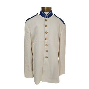 DeMoulin Men's White Blue Gold Trim Band Marching Band Uniform Jacket